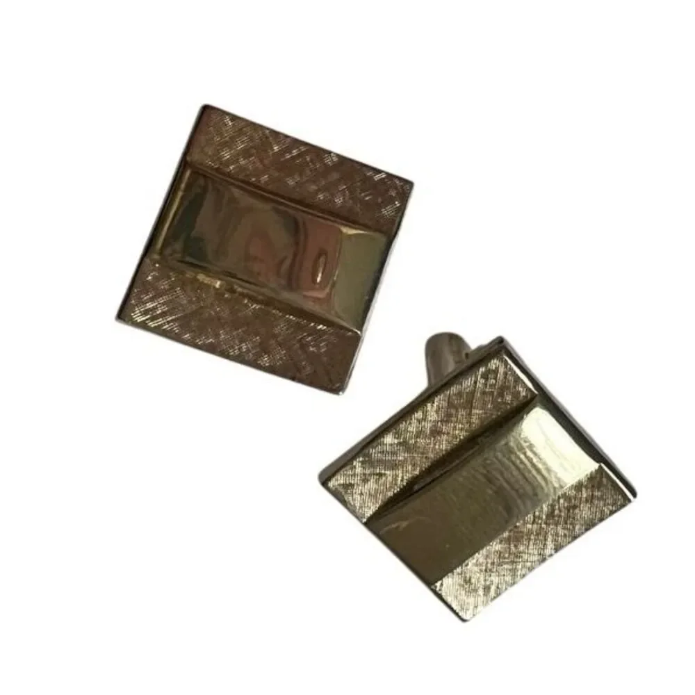 Vintage‎ Gold Tone Cufflinks Square Textured Design Accent